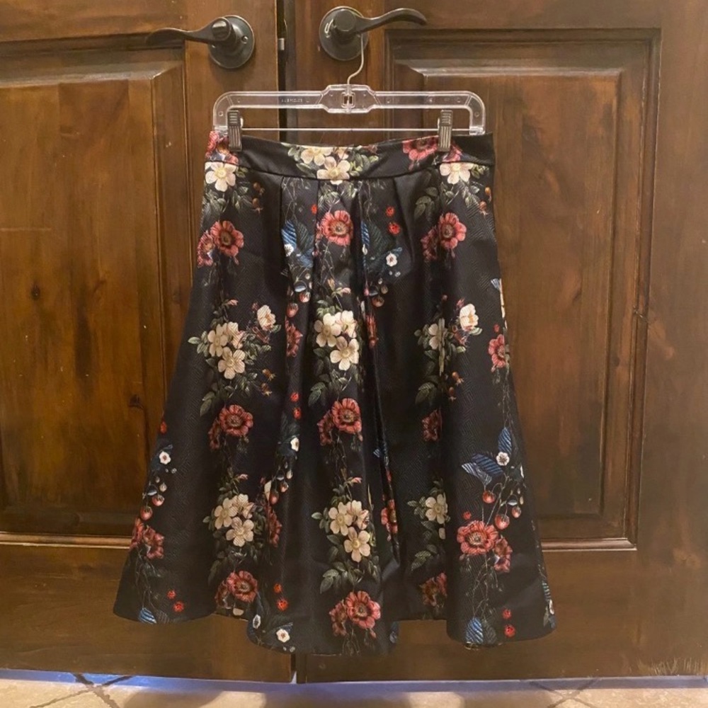 Ted Baker Black Floral A-Line Skirt